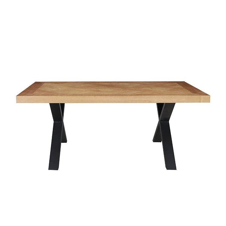 Wood Top with Metal Leg Table